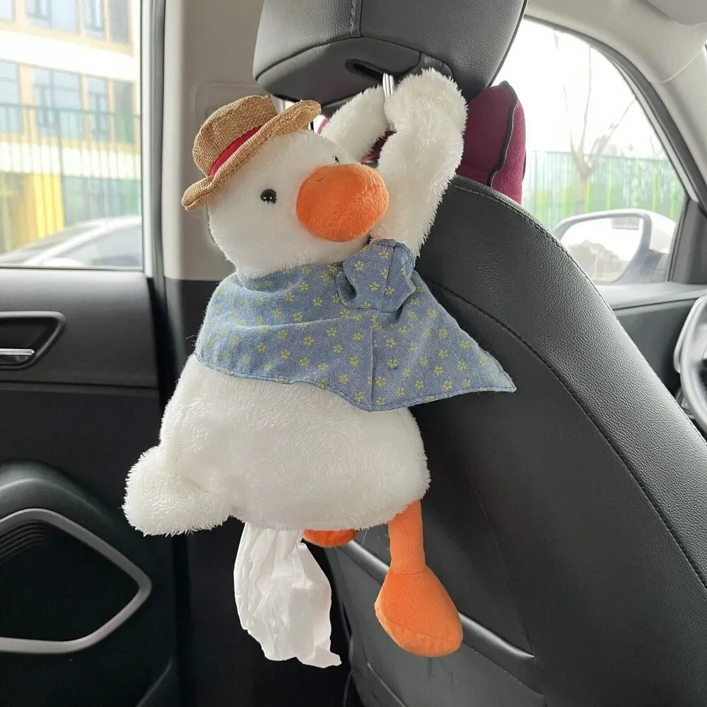 Unique Plush Cartoon Tissue Holder Duck Butt Car Tissue Box Storage